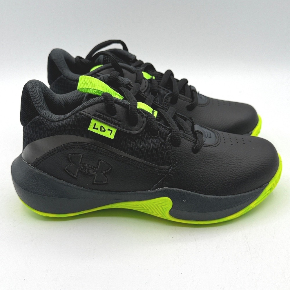 Under Armour UA PS Lockdown 7 Unisex 1Y Black Neon Green Basketball 3028514-006